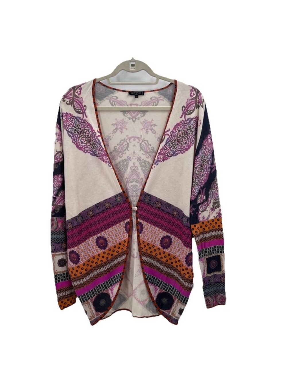 Etro Colorful Silk Cashmere Blend Long Dolman Sleeve Cardigan Sweater Womens 46